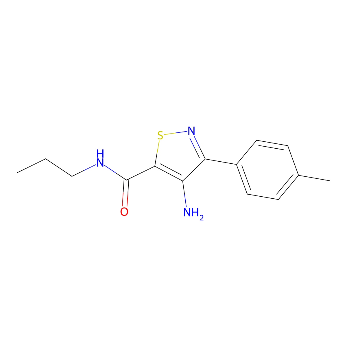 4-amino-N-propyl-3-(p-tolyl)isothiazole-5-carboxamide molecular structure, CAS 1286725-72-1