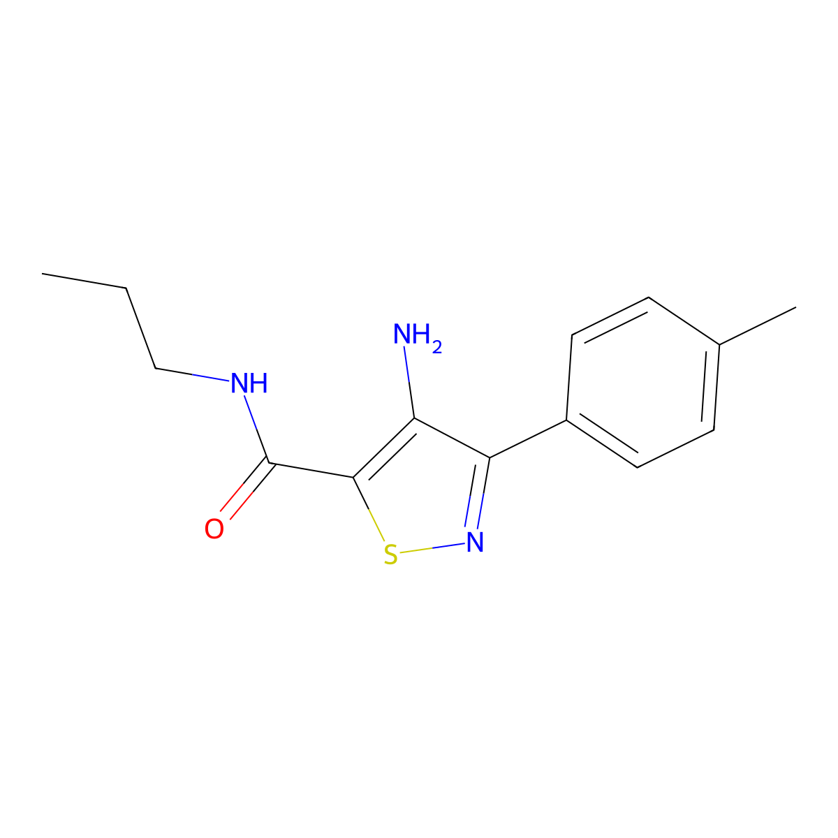 4-amino-N-propyl-3-(p-tolyl)isothiazole-5-carboxamide molecular structure, CAS 1286725-72-1