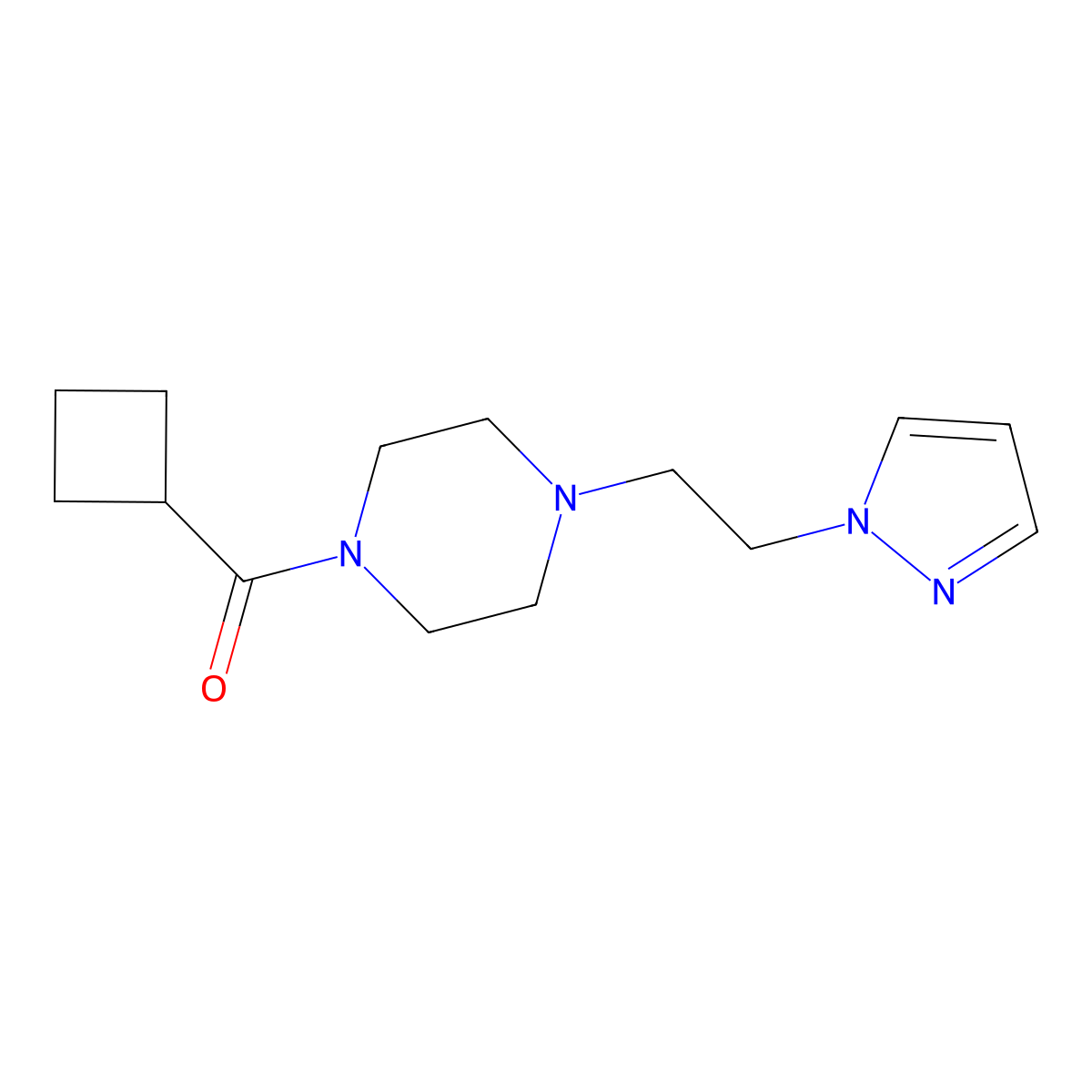 (4-(2-(1H-pyrazol-1-yl)ethyl)piperazin-1-yl)(cyclobutyl)methanone molecular structure, CAS 1286725-74-3