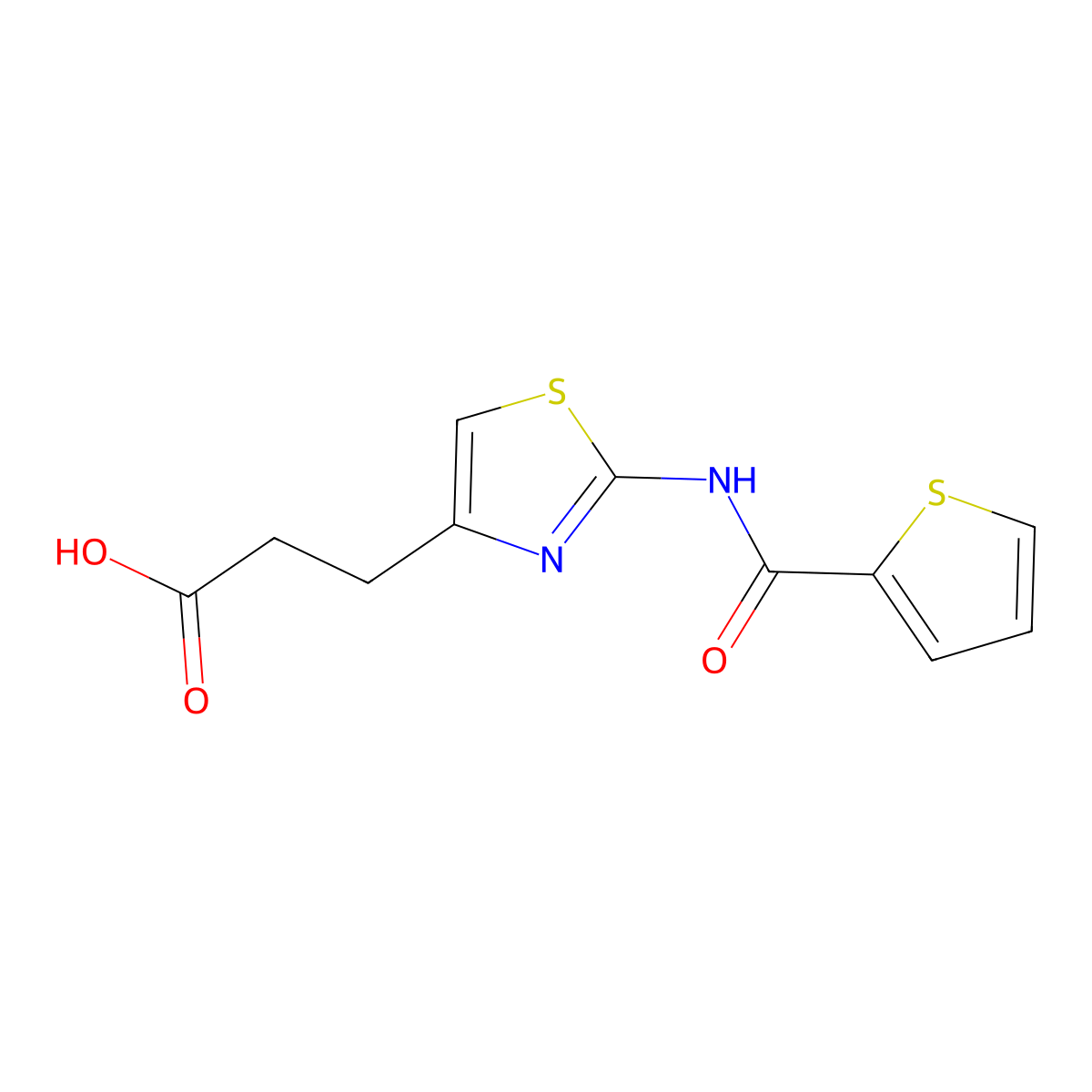 3-(2-(Thiophene-2-carboxamido)thiazol-4-yl)propanoic acid molecular structure, CAS 1286725-94-7