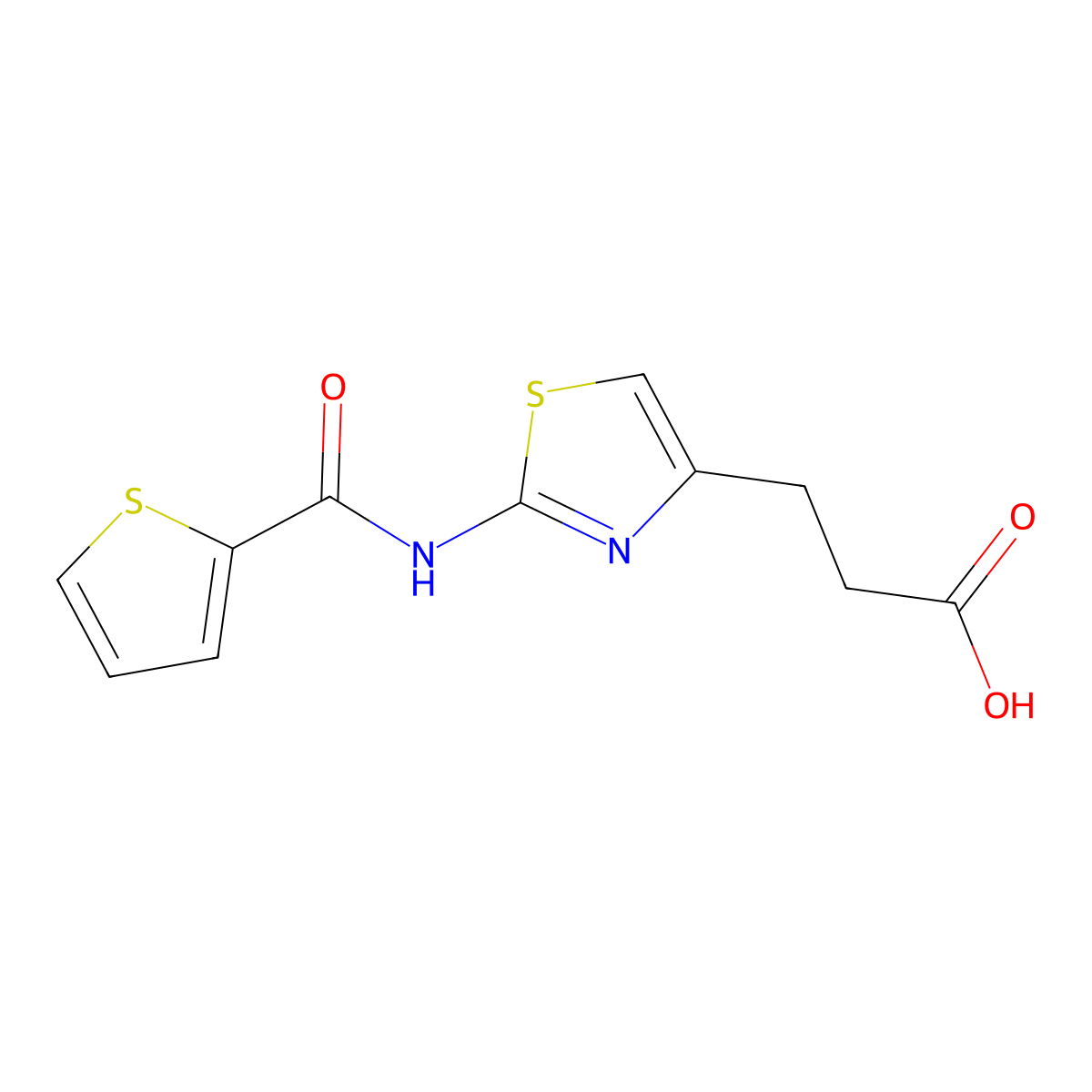 3-(2-(Thiophene-2-carboxamido)thiazol-4-yl)propanoic acid molecular structure, CAS 1286725-94-7