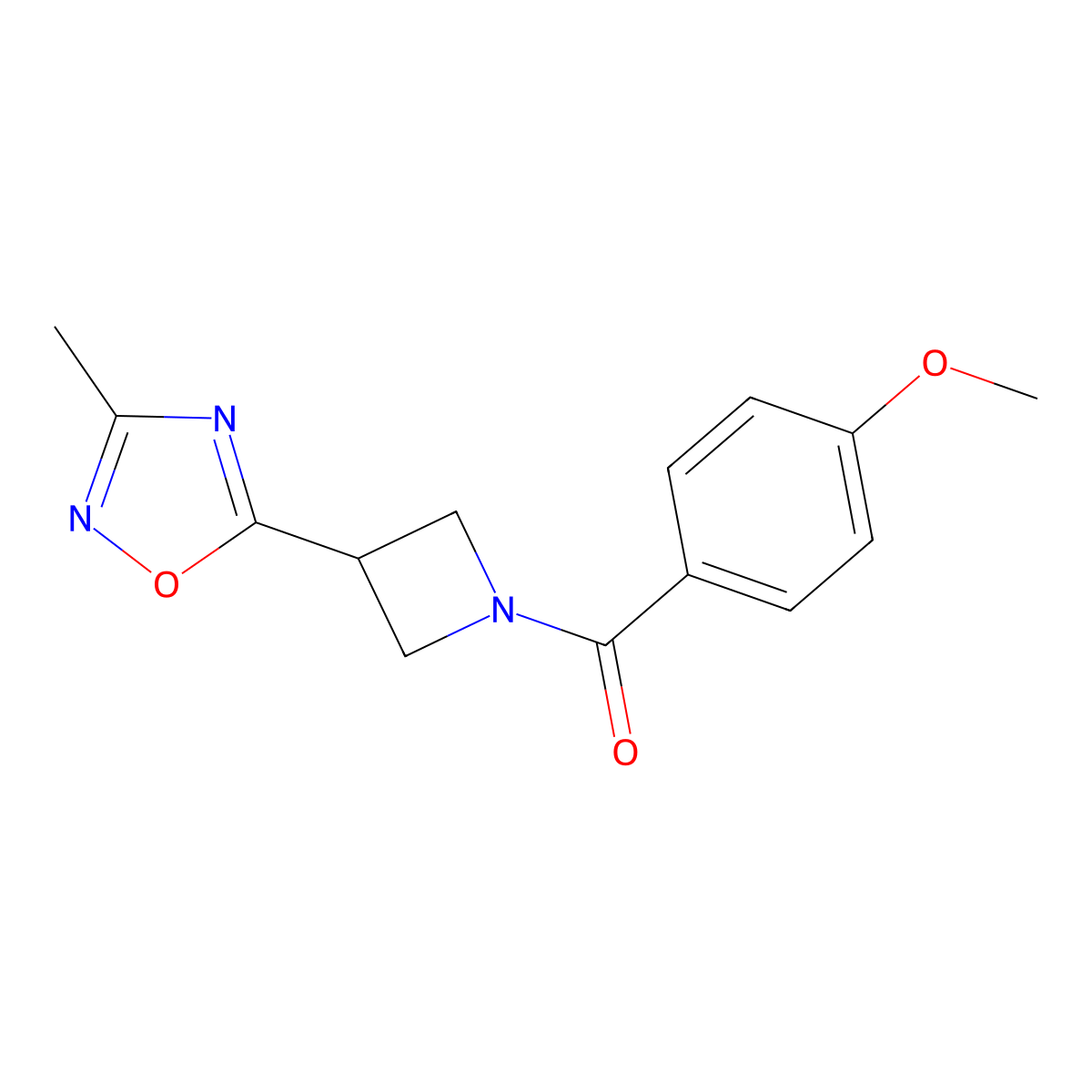 (4-Methoxyphenyl)(3-(3-methyl-1,2,4-oxadiazol-5-yl)azetidin-1-yl)methanone molecular structure, CAS 1286725-97-0