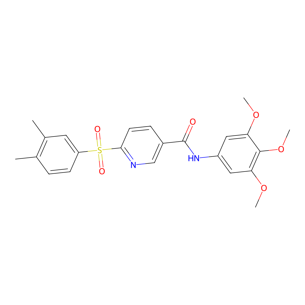 6-((3,4-dimethylphenyl)sulfonyl)-N-(3,4,5-trimethoxyphenyl)nicotinamide molecular structure, CAS 1286725-99-2