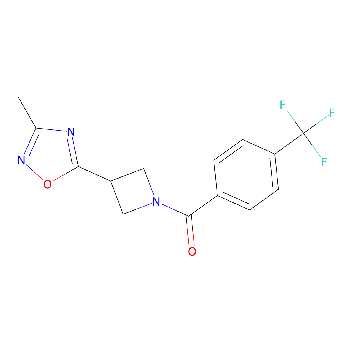 (3-(3-Methyl-1,2,4-oxadiazol-5-yl)azetidin-1-yl)(4-(trifluoromethyl)phenyl)methanone molecular structure, CAS 1286726-00-8