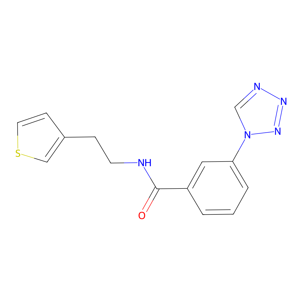 3-(1H-tetrazol-1-yl)-N-(2-(thiophen-3-yl)ethyl)benzamide molecular structure, CAS 1286726-09-7