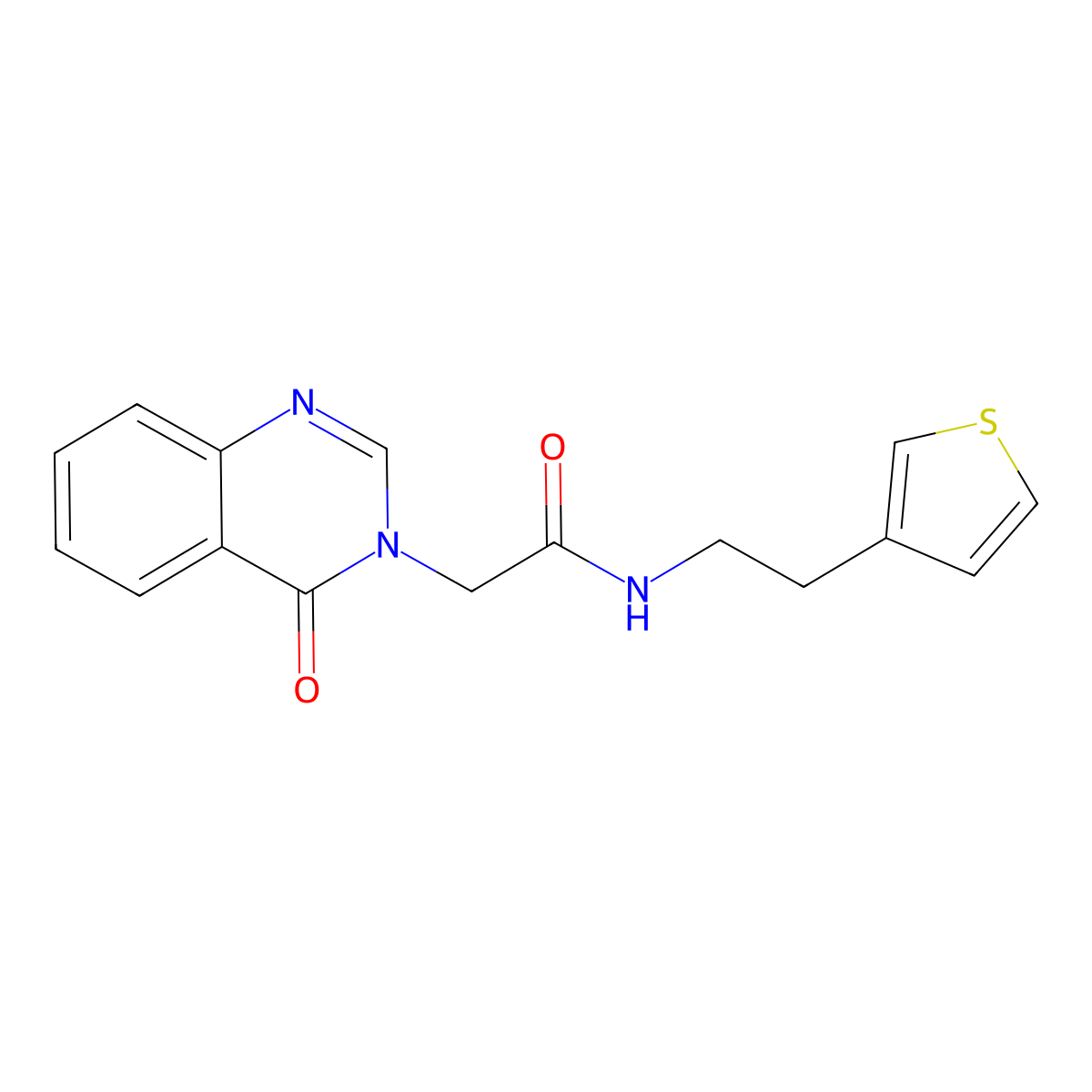 2-(4-oxoquinazolin-3(4H)-yl)-N-(2-(thiophen-3-yl)ethyl)acetamide molecular structure, CAS 1286726-11-1
