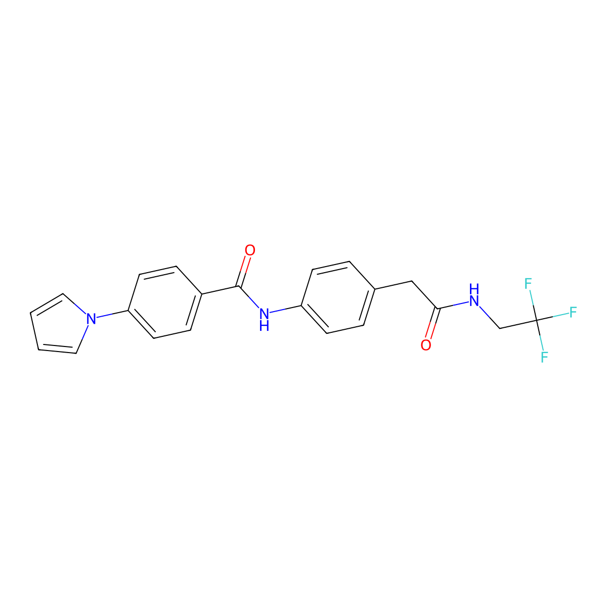 N-(4-(2-oxo-2-((2,2,2-trifluoroethyl)amino)ethyl)phenyl)-4-(1H-pyrrol-1-yl)benzamide molecular structure, CAS 1286726-18-8