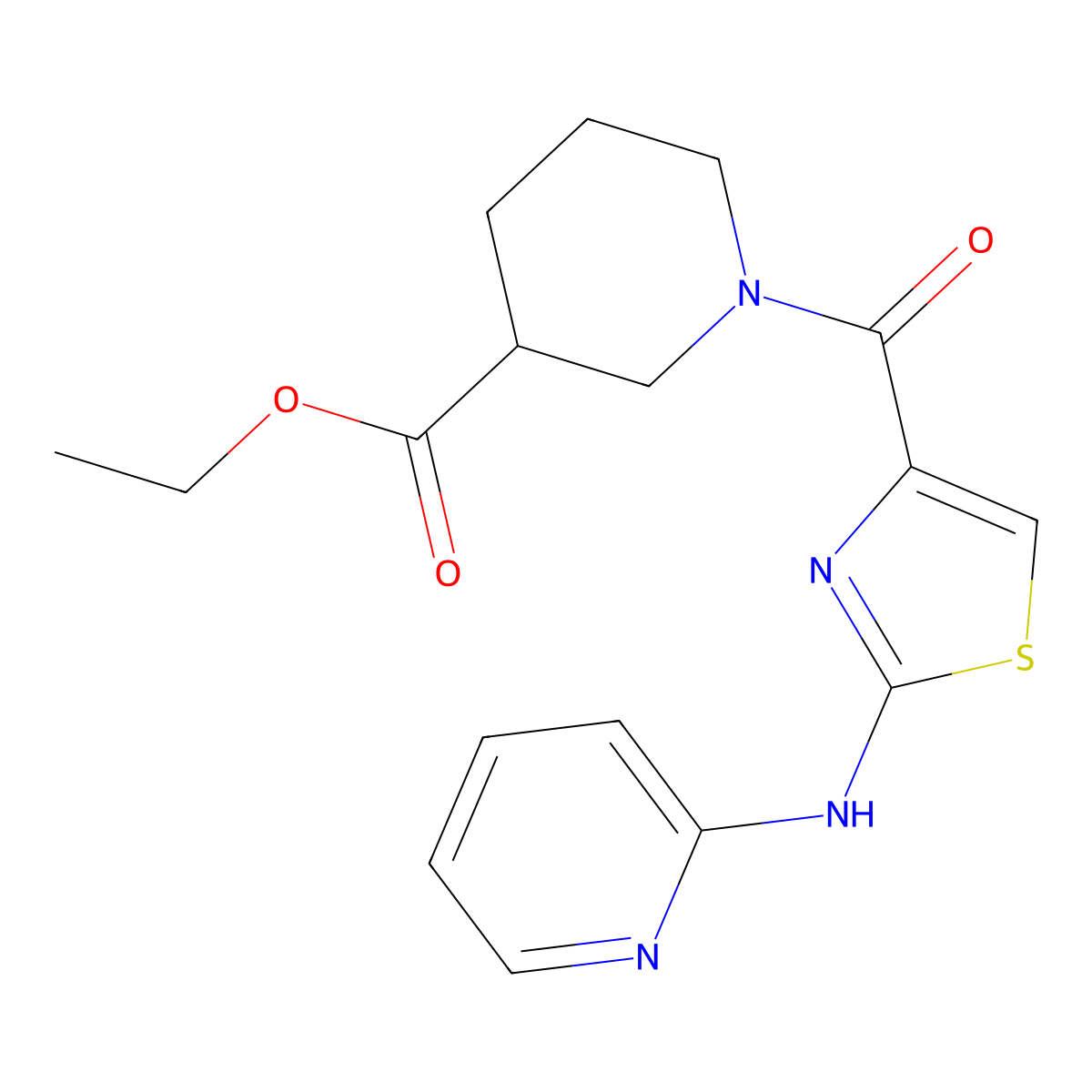 Ethyl 1-(2-(pyridin-2-ylamino)thiazole-4-carbonyl)piperidine-3-carboxylate molecular structure, CAS 1286726-20-2