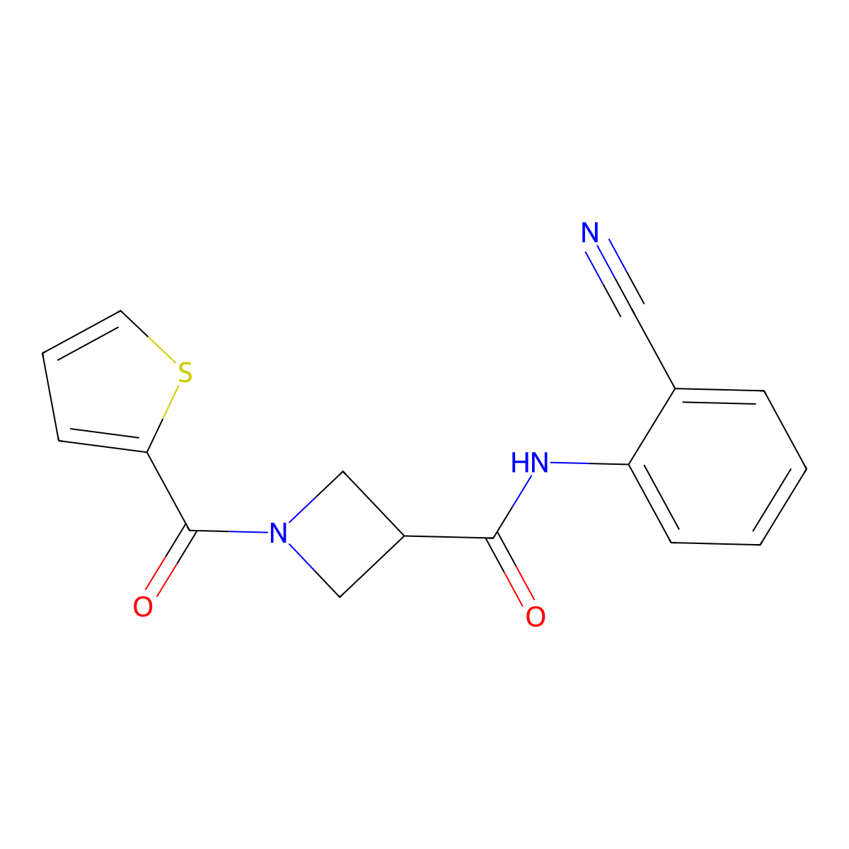 N-(2-cyanophenyl)-1-(thiophene-2-carbonyl)azetidine-3-carboxamide molecular structure, CAS 1286726-24-6
