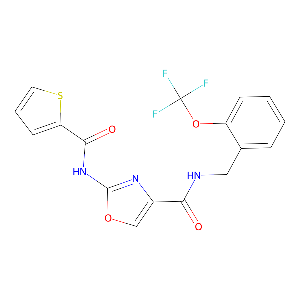 2-(thiophene-2-carboxamido)-N-(2-(trifluoromethoxy)benzyl)oxazole-4-carboxamide molecular structure, CAS 1286726-26-8
