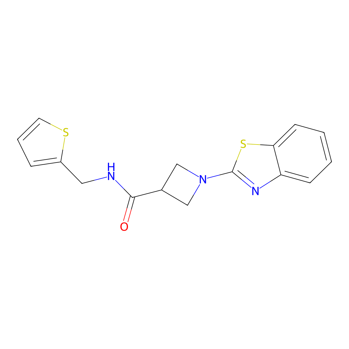 1-(benzo[d]thiazol-2-yl)-N-(thiophen-2-ylmethyl)azetidine-3-carboxamide molecular structure, CAS 1286726-27-9