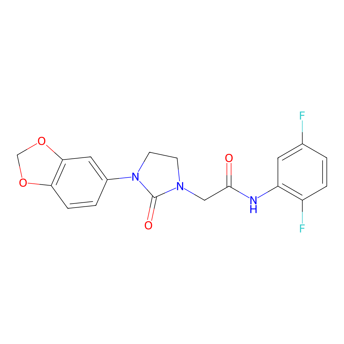 2-(3-(benzo[d][1,3]dioxol-5-yl)-2-oxoimidazolidin-1-yl)-N-(2,5-difluorophenyl)acetamide molecular structure, CAS 1286726-35-9