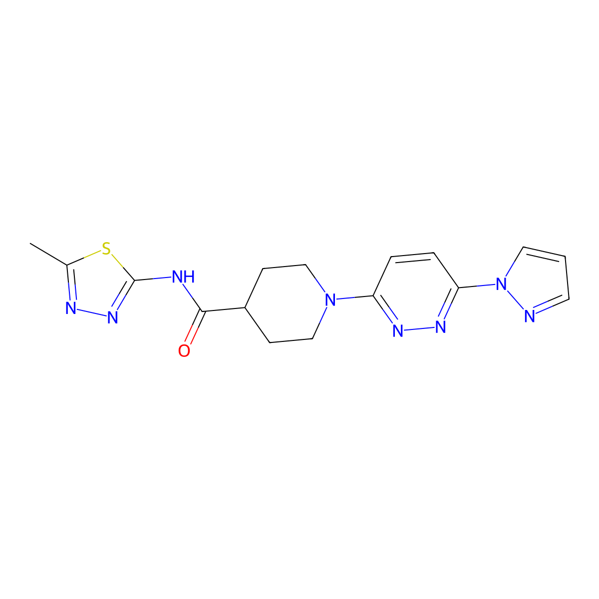 1-(6-(1H-pyrazol-1-yl)pyridazin-3-yl)-N-(5-methyl-1,3,4-thiadiazol-2-yl)piperidine-4-carboxamide molecular structure, CAS 1286726-40-6