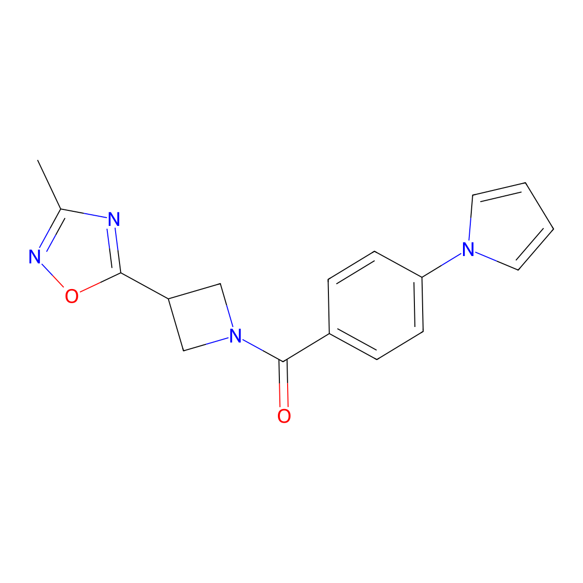 3-methyl-5-{1-[4-(1H-pyrrol-1-yl)benzoyl]azetidin-3-yl}-1,2,4-oxadiazole molecular structure, CAS 1286726-60-0