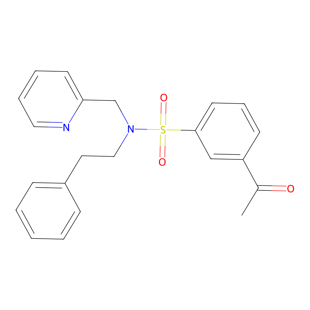 3-acetyl-N-phenethyl-N-(pyridin-2-ylmethyl)benzenesulfonamide molecular structure, CAS 1286726-68-8