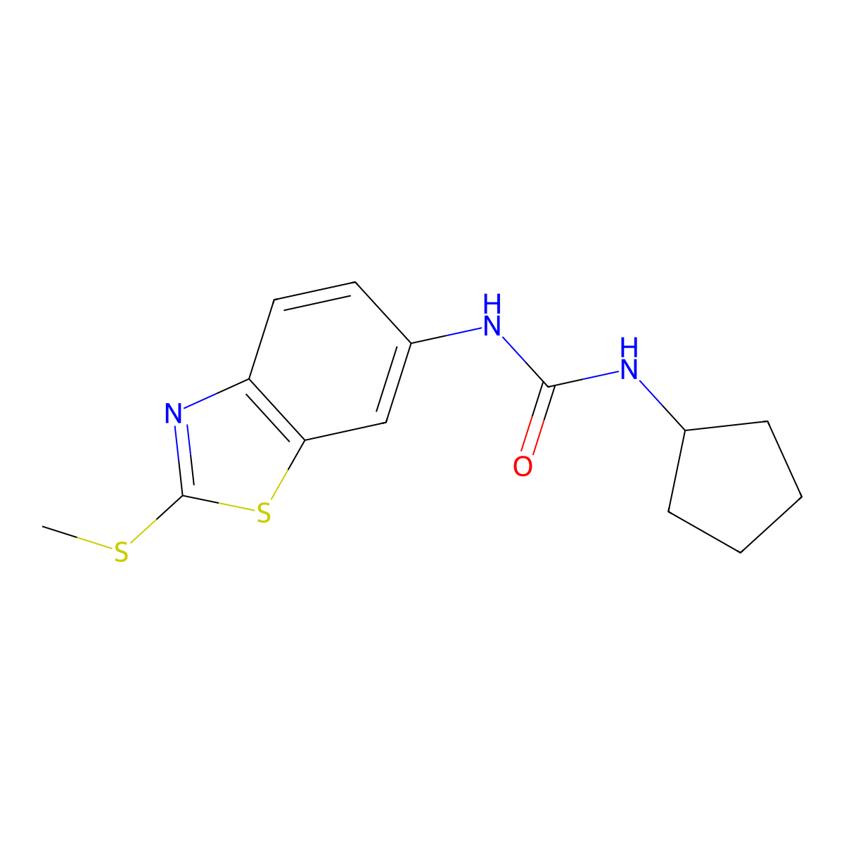 1-Cyclopentyl-3-(2-(methylthio)benzo[d]thiazol-6-yl)urea molecular structure, CAS 1286726-70-2