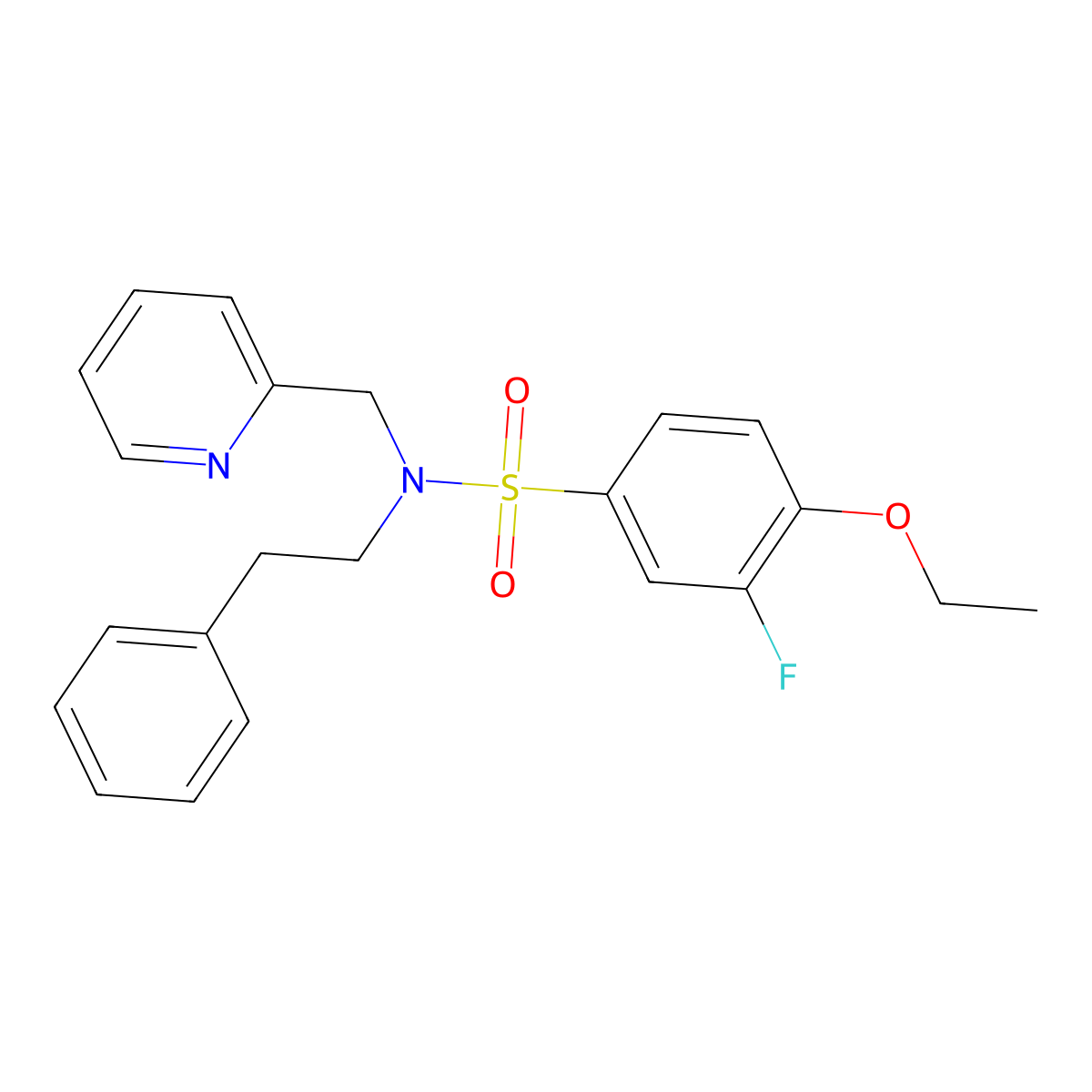 4-ethoxy-3-fluoro-N-phenethyl-N-(pyridin-2-ylmethyl)benzenesulfonamide molecular structure, CAS 1286726-71-3