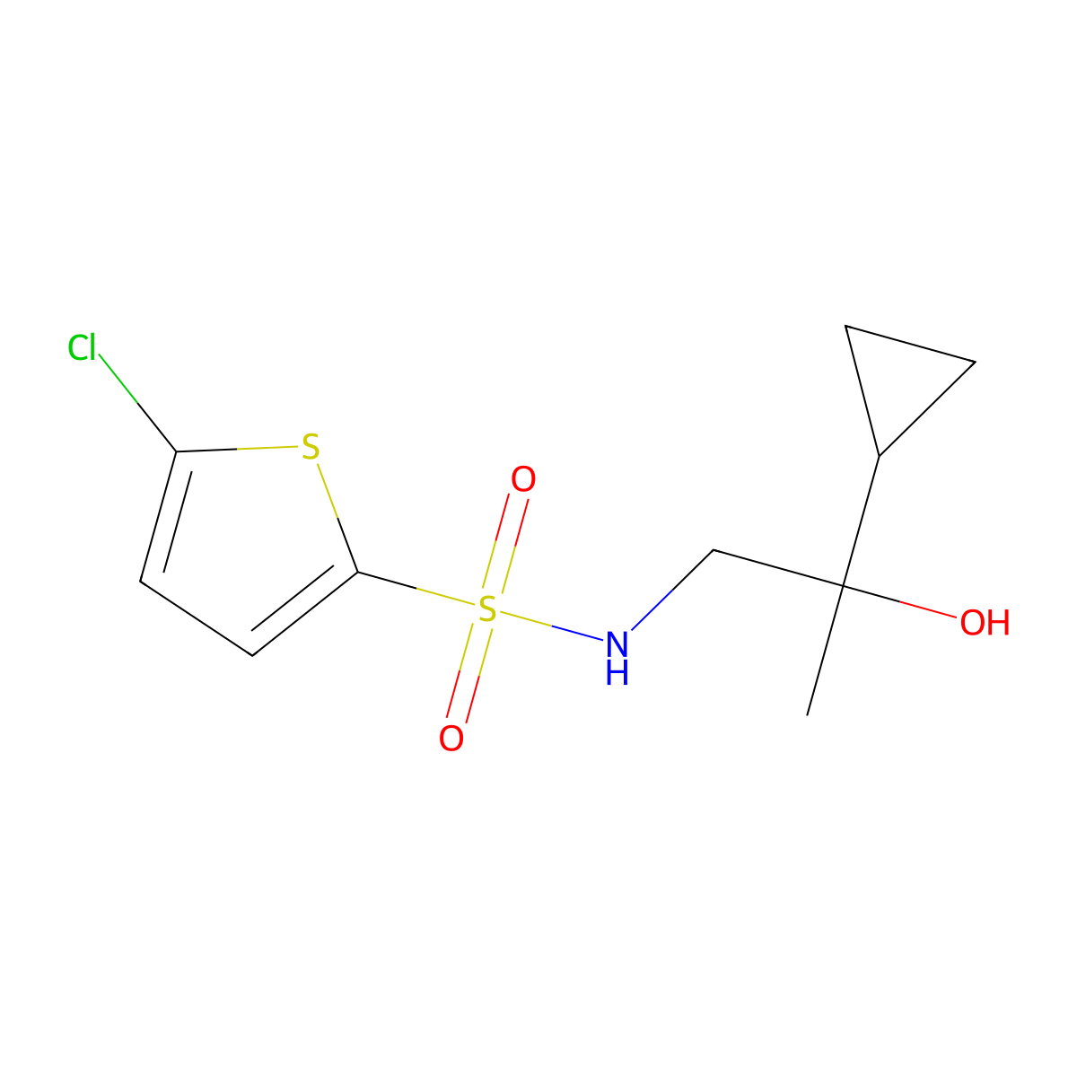 5-chloro-N-(2-cyclopropyl-2-hydroxypropyl)thiophene-2-sulfonamide molecular structure, CAS 1286726-72-4