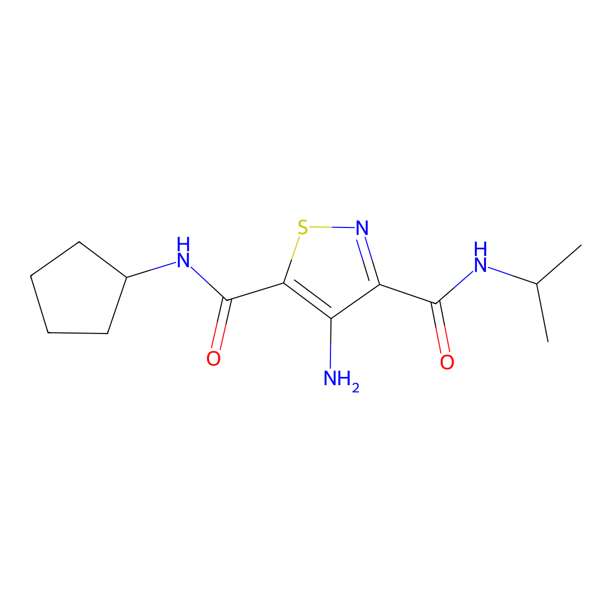 4-amino-N~5~-cyclopentyl-N~3~-isopropylisothiazole-3,5-dicarboxamide molecular structure, CAS 1286726-73-5