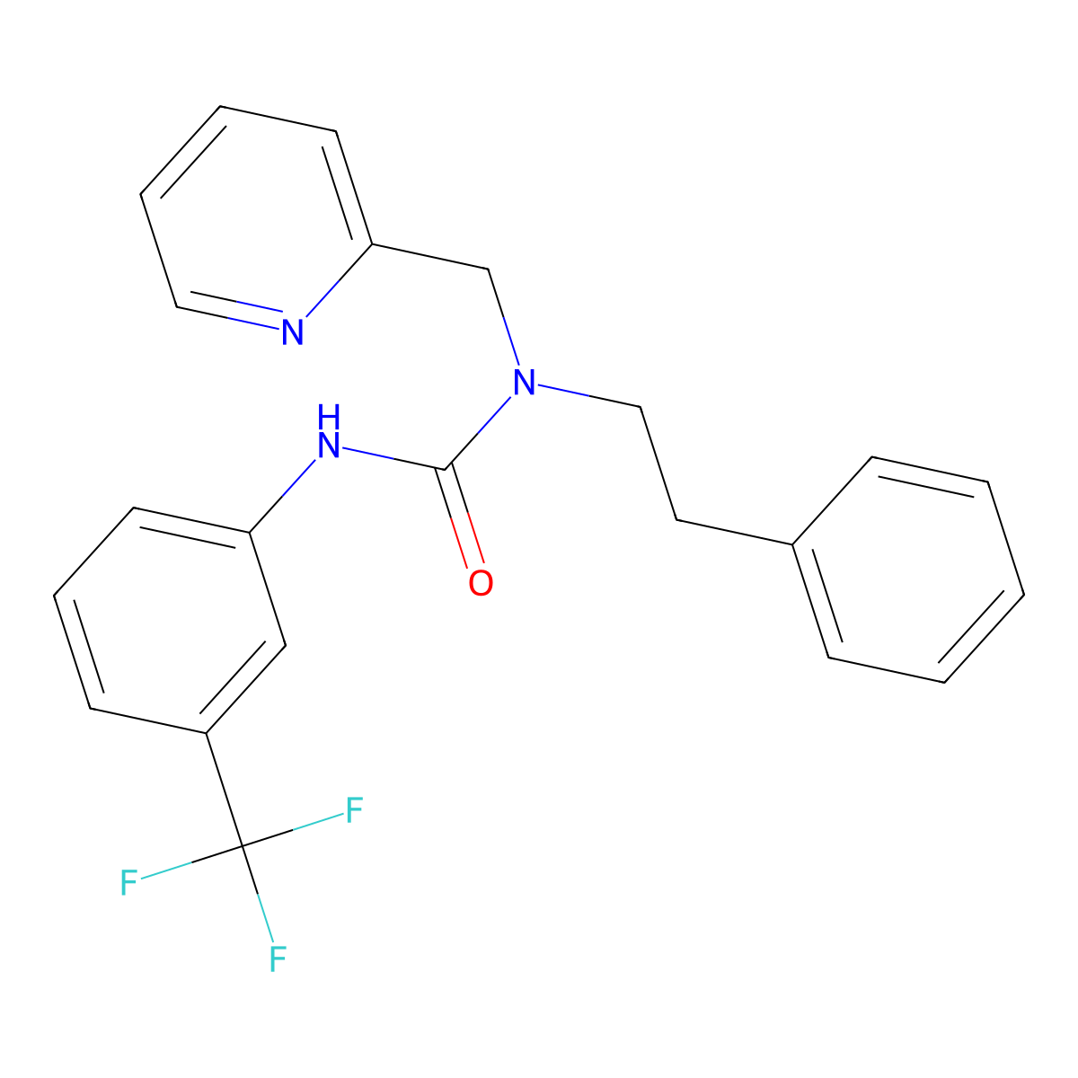 1-Phenethyl-1-(pyridin-2-ylmethyl)-3-(3-(trifluoromethyl)phenyl)urea molecular structure, CAS 1286726-78-0