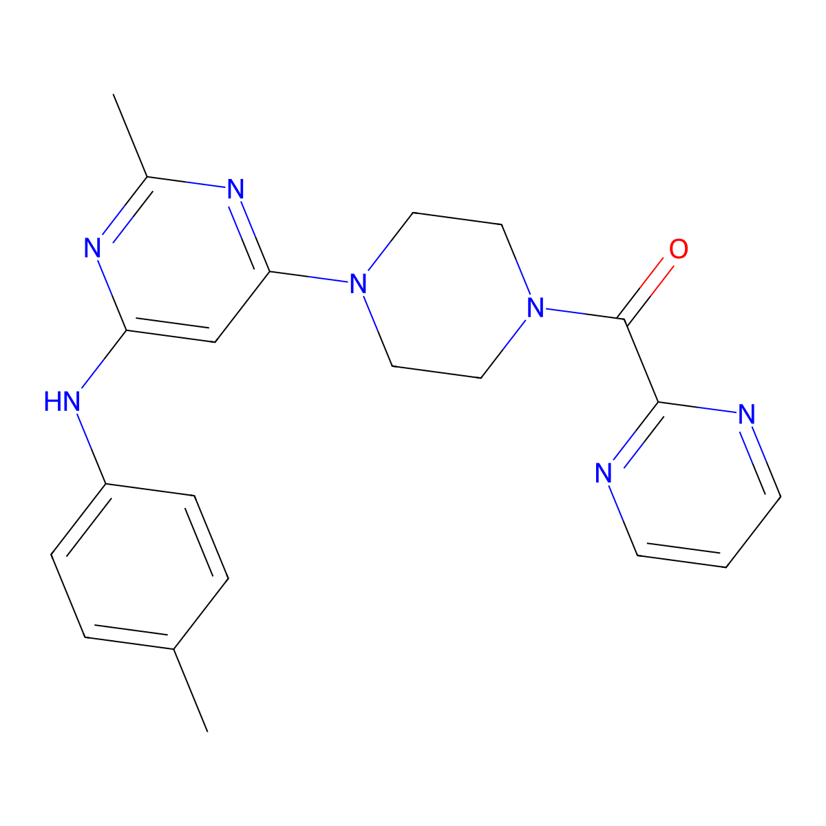 (4-(2-Methyl-6-(p-tolylamino)pyrimidin-4-yl)piperazin-1-yl)(pyrimidin-2-yl)methanone molecular structure, CAS 1286726-83-7