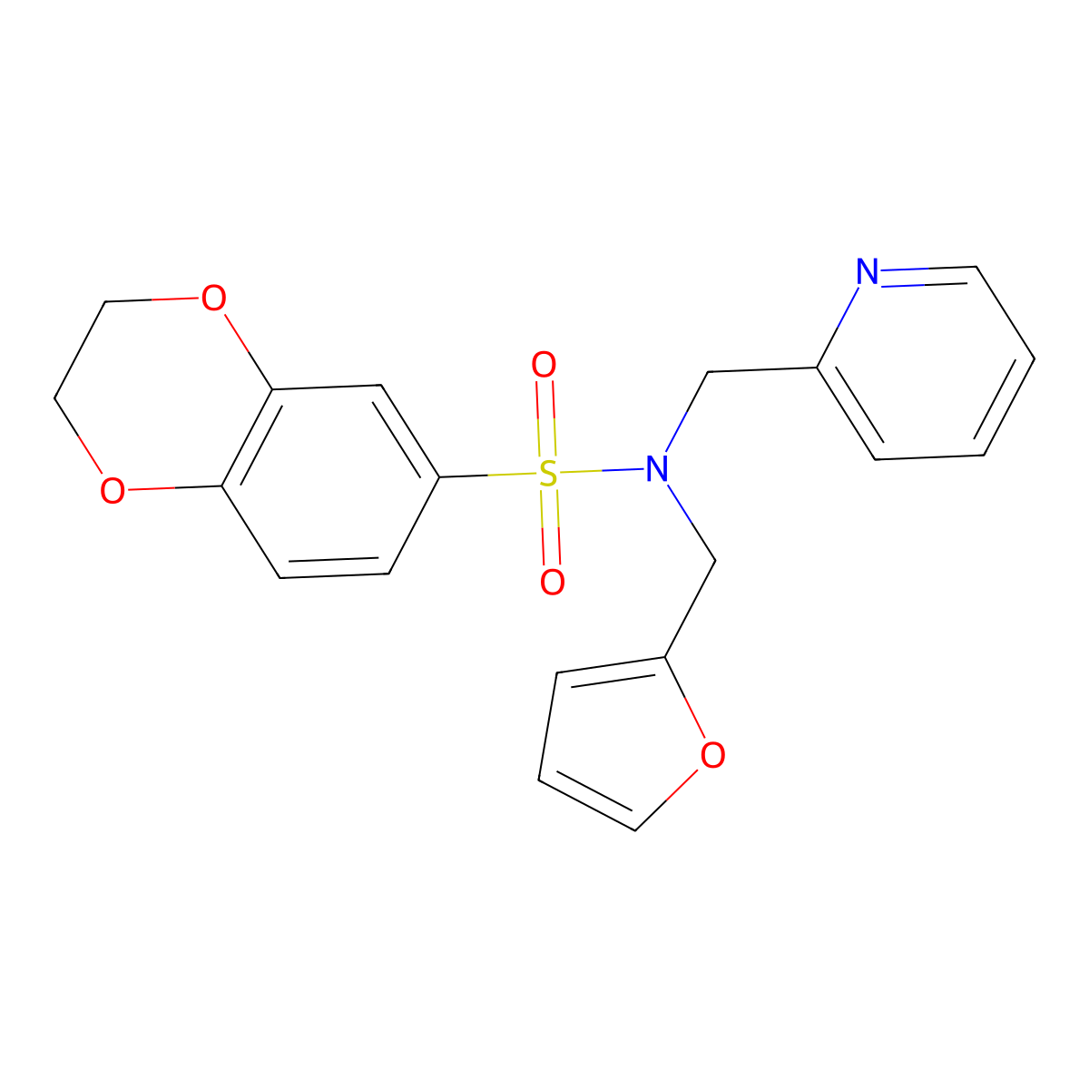 N-(furan-2-ylmethyl)-N-(pyridin-2-ylmethyl)-2,3-dihydrobenzo[b][1,4]dioxine-6-sulfonamide molecular structure, CAS 1286726-84-8