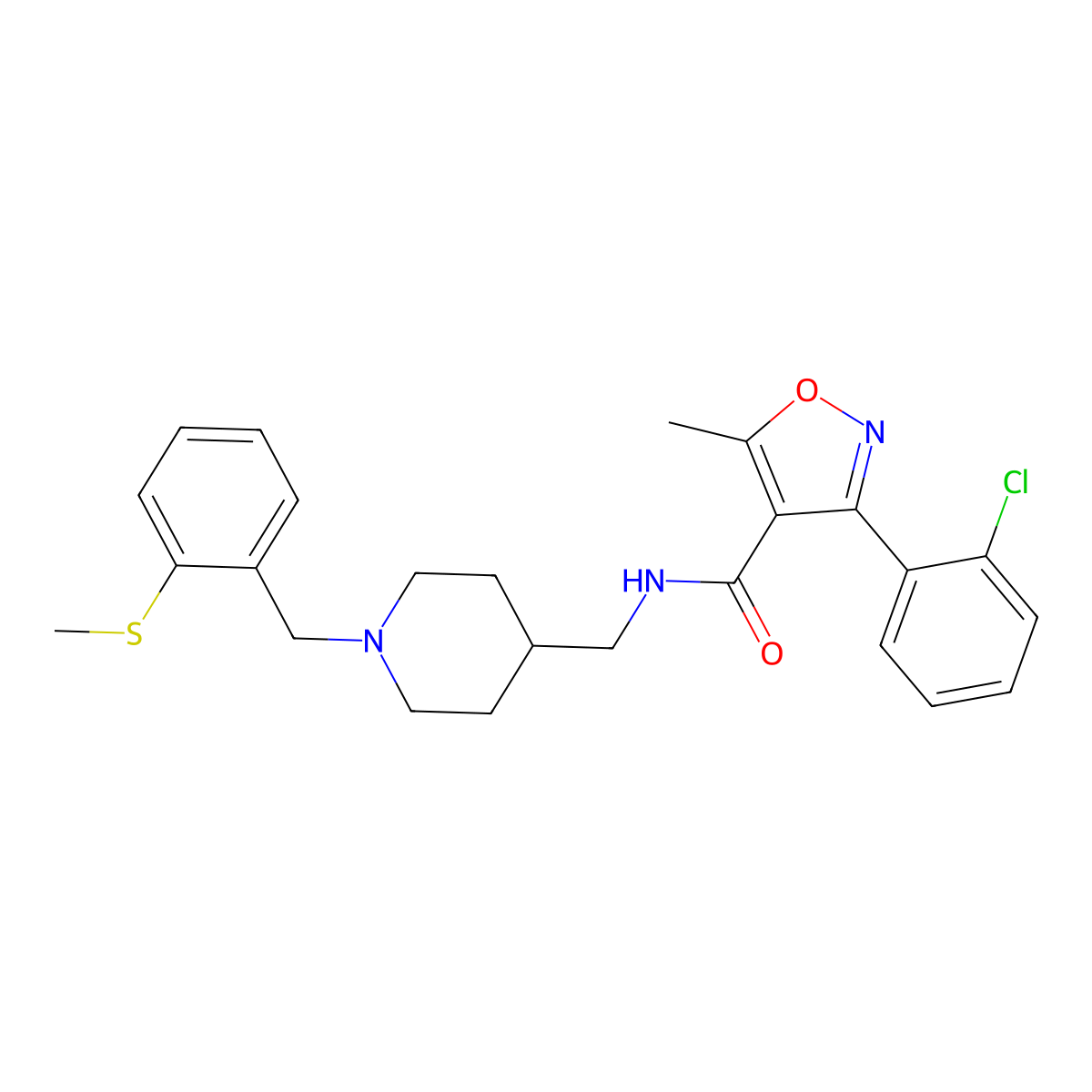 3-(2-chlorophenyl)-5-methyl-N-((1-(2-(methylthio)benzyl)piperidin-4-yl)methyl)isoxazole-4-carboxamide molecular structure, CAS 1286726-95-1