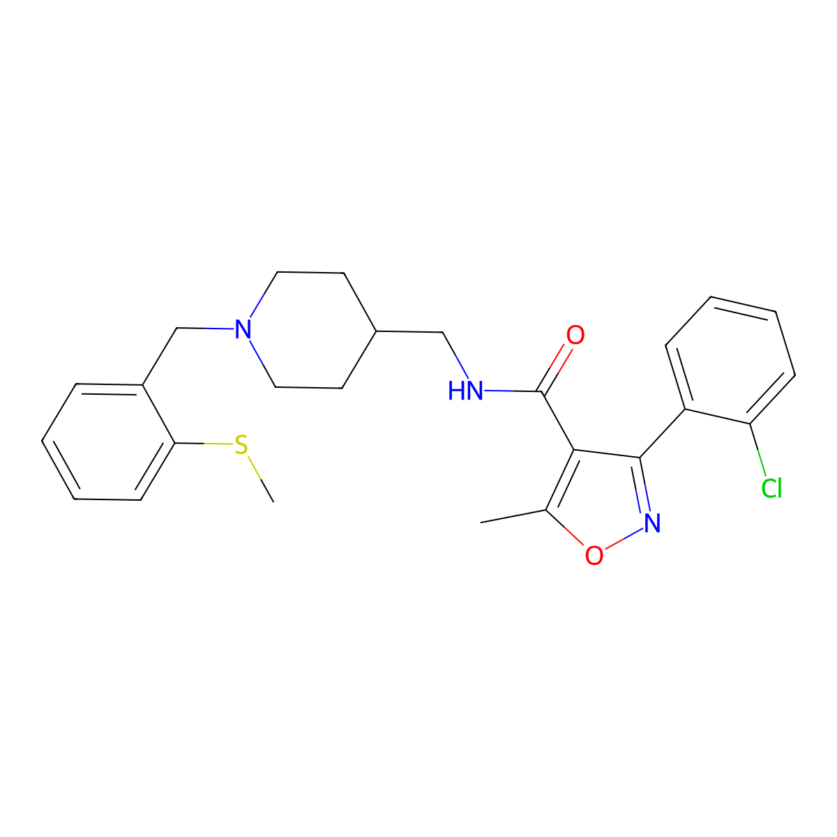 3-(2-chlorophenyl)-5-methyl-N-((1-(2-(methylthio)benzyl)piperidin-4-yl)methyl)isoxazole-4-carboxamide molecular structure, CAS 1286726-95-1