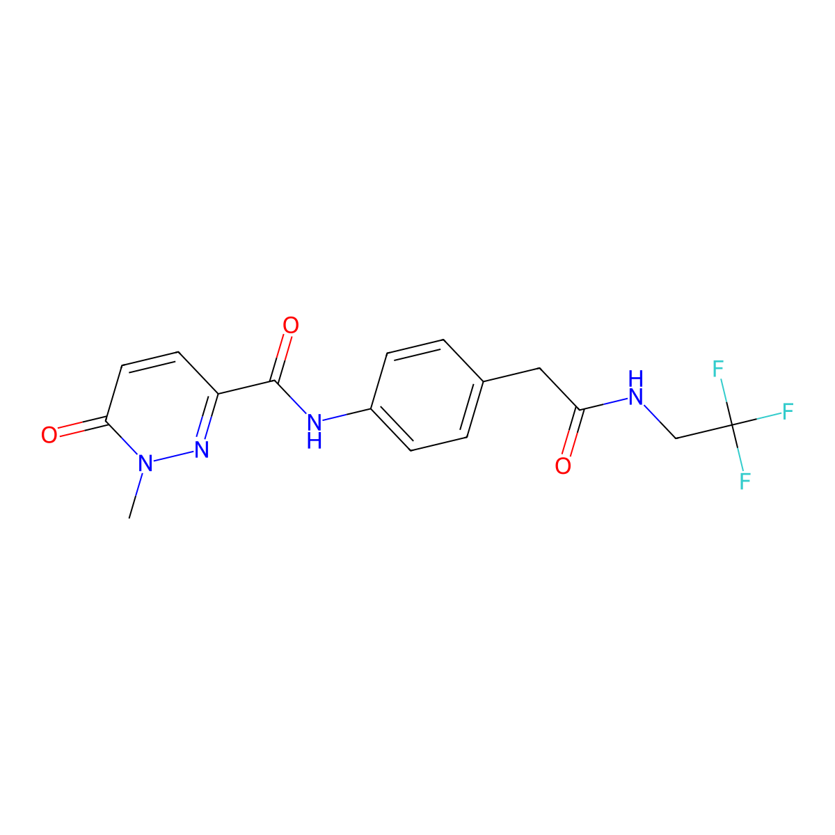 1-methyl-6-oxo-N-(4-{[(2,2,2-trifluoroethyl)carbamoyl]methyl}phenyl)-1,6-dihydropyridazine-3-carboxamide molecular structure, CAS 1286727-01-2