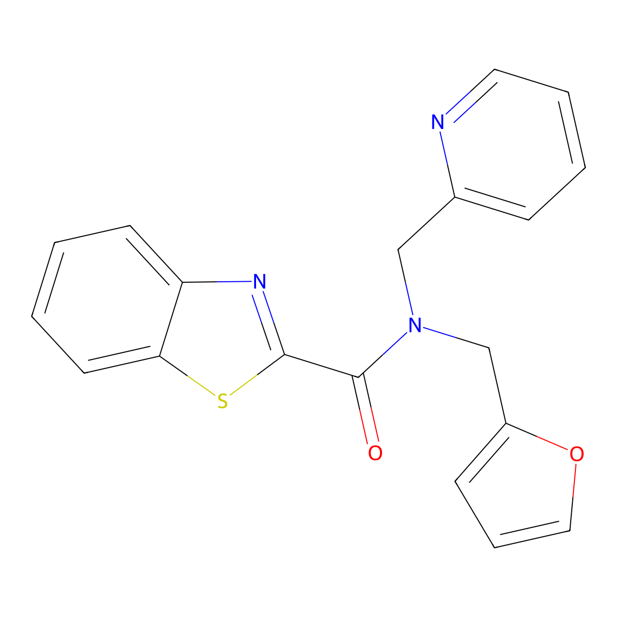 N-(furan-2-ylmethyl)-N-(pyridin-2-ylmethyl)benzo[d]thiazole-2-carboxamide molecular structure, CAS 1286727-04-5