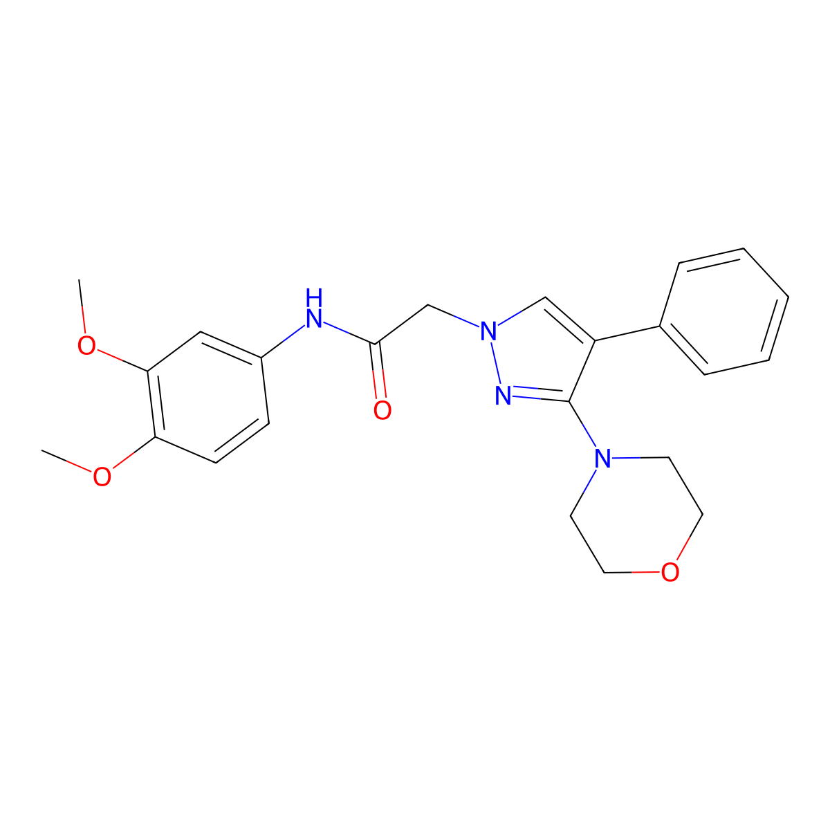 N-(3,4-dimethoxyphenyl)-2-(3-morpholino-4-phenyl-1H-pyrazol-1-yl)acetamide molecular structure, CAS 1286727-23-8