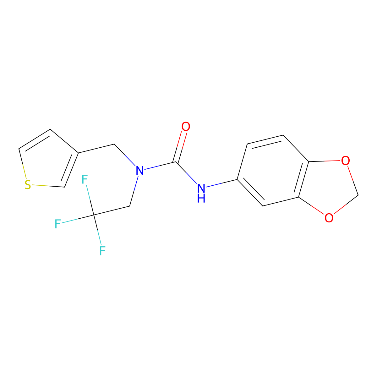 1-(2H-1,3-benzodioxol-5-yl)-3-[(thiophen-3-yl)methyl]-3-(2,2,2-trifluoroethyl)urea molecular structure, CAS 1286727-26-1