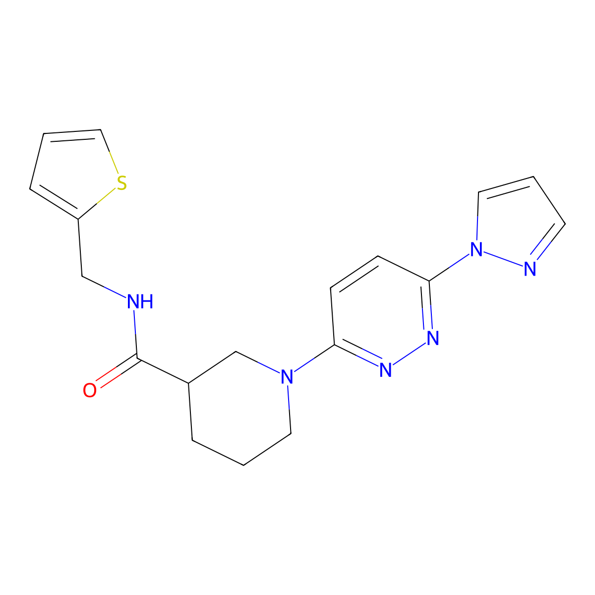 1-(6-(1H-pyrazol-1-yl)pyridazin-3-yl)-N-(thiophen-2-ylmethyl)piperidine-3-carboxamide molecular structure, CAS 1286727-27-2