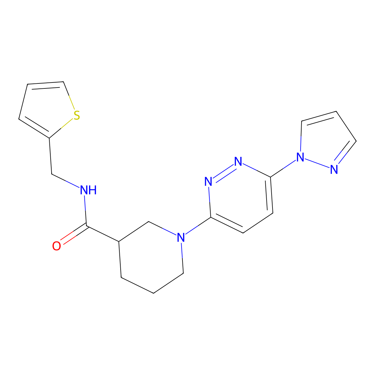 1-(6-(1H-pyrazol-1-yl)pyridazin-3-yl)-N-(thiophen-2-ylmethyl)piperidine-3-carboxamide molecular structure, CAS 1286727-27-2