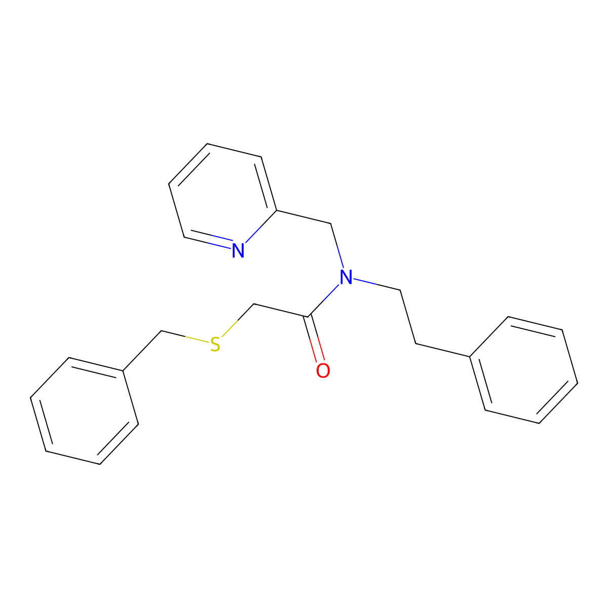 2-(benzylthio)-N-phenethyl-N-(pyridin-2-ylmethyl)acetamide molecular structure, CAS 1286727-28-3
