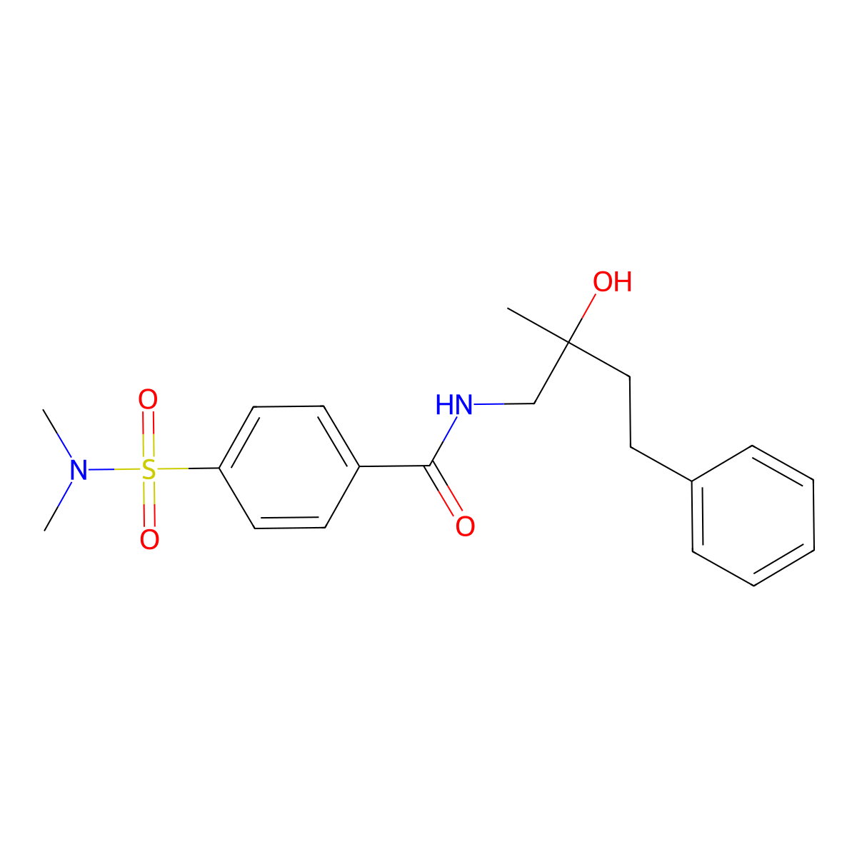 4-(dimethylsulfamoyl)-N-(2-hydroxy-2-methyl-4-phenylbutyl)benzamide molecular structure, CAS 1286727-30-7