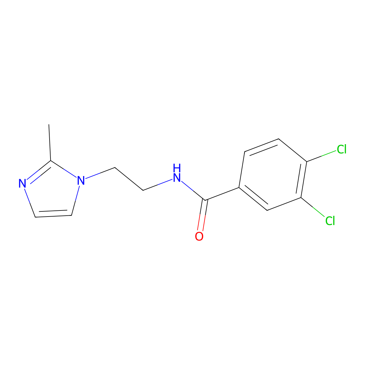 3,4-dichloro-N-(2-(2-methyl-1H-imidazol-1-yl)ethyl)benzamide molecular structure, CAS 1286727-35-2