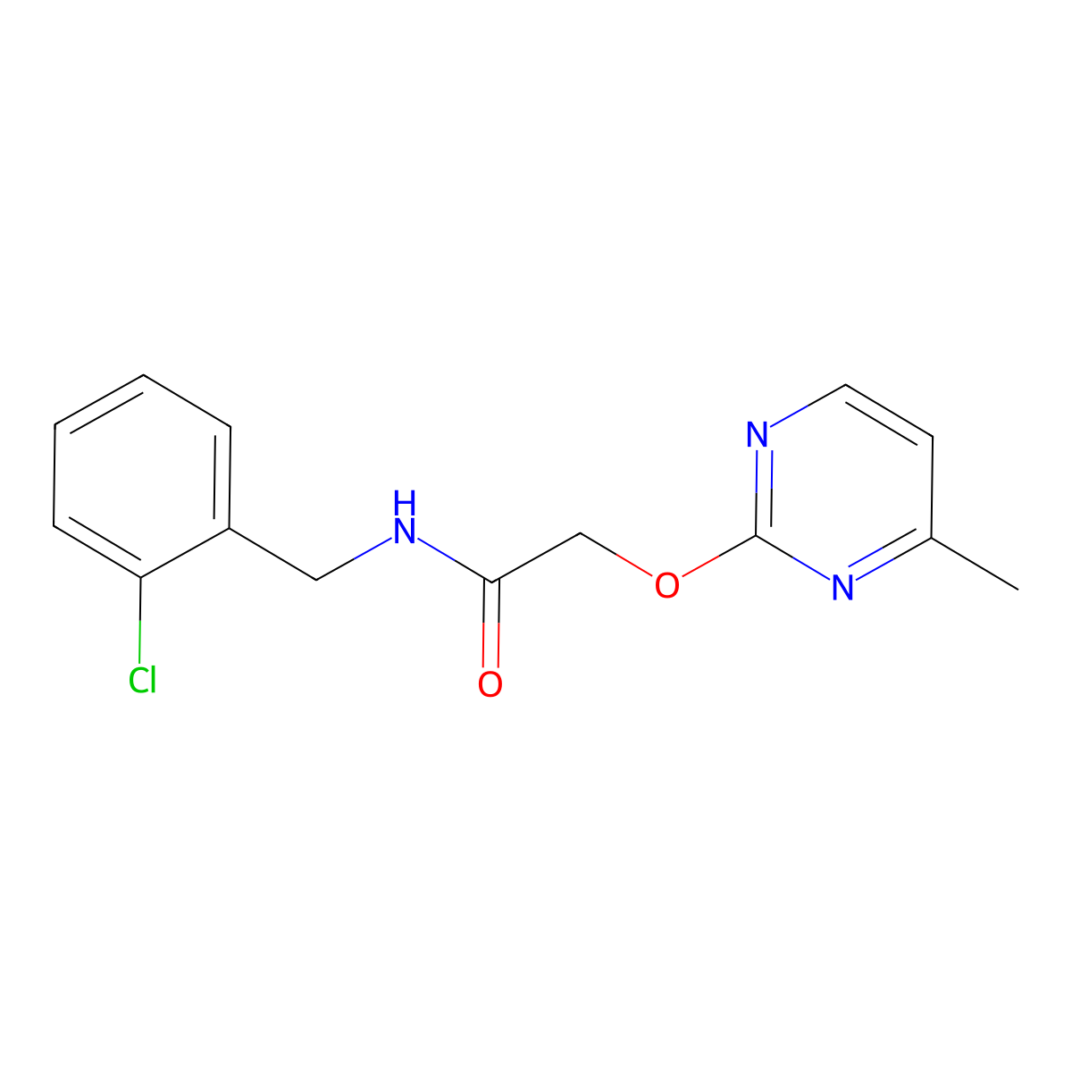 N-(2-chlorobenzyl)-2-((4-methylpyrimidin-2-yl)oxy)acetamide molecular structure, CAS 1286727-38-5