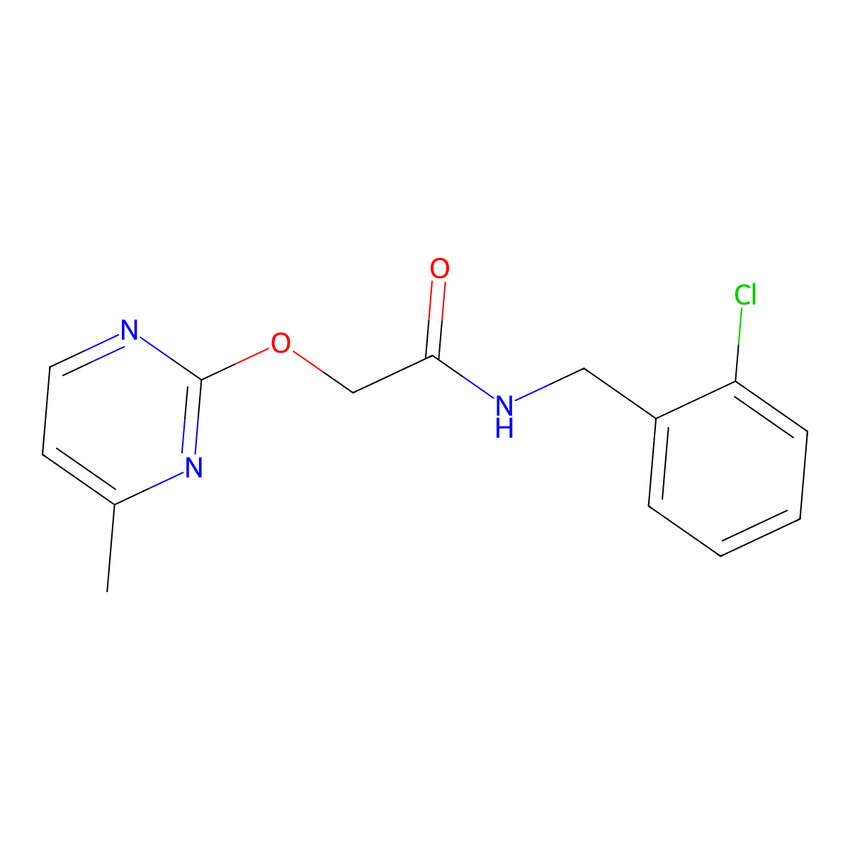N-(2-chlorobenzyl)-2-((4-methylpyrimidin-2-yl)oxy)acetamide molecular structure, CAS 1286727-38-5