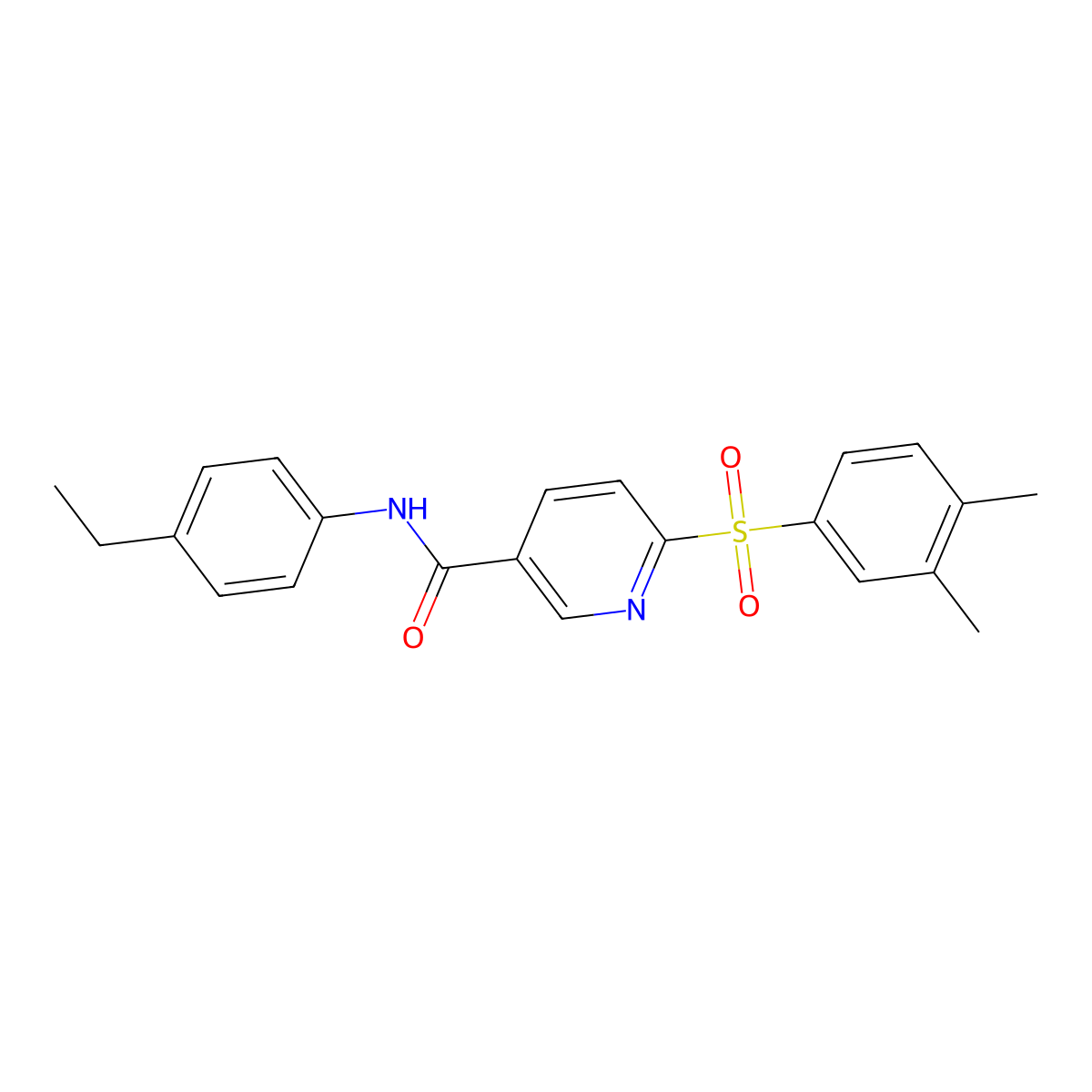 6-((3,4-dimethylphenyl)sulfonyl)-N-(4-ethylphenyl)nicotinamide molecular structure, CAS 1286727-39-6