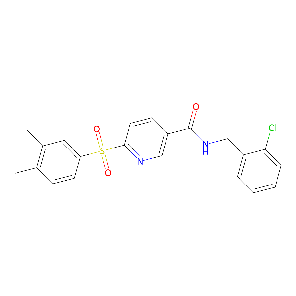 N-(2-chlorobenzyl)-6-((3,4-dimethylphenyl)sulfonyl)nicotinamide molecular structure, CAS 1286727-44-3