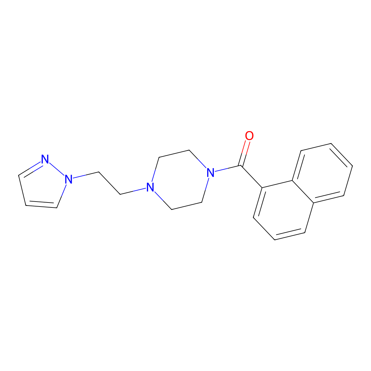 (4-(2-(1H-pyrazol-1-yl)ethyl)piperazin-1-yl)(naphthalen-1-yl)methanone molecular structure, CAS 1286727-62-5