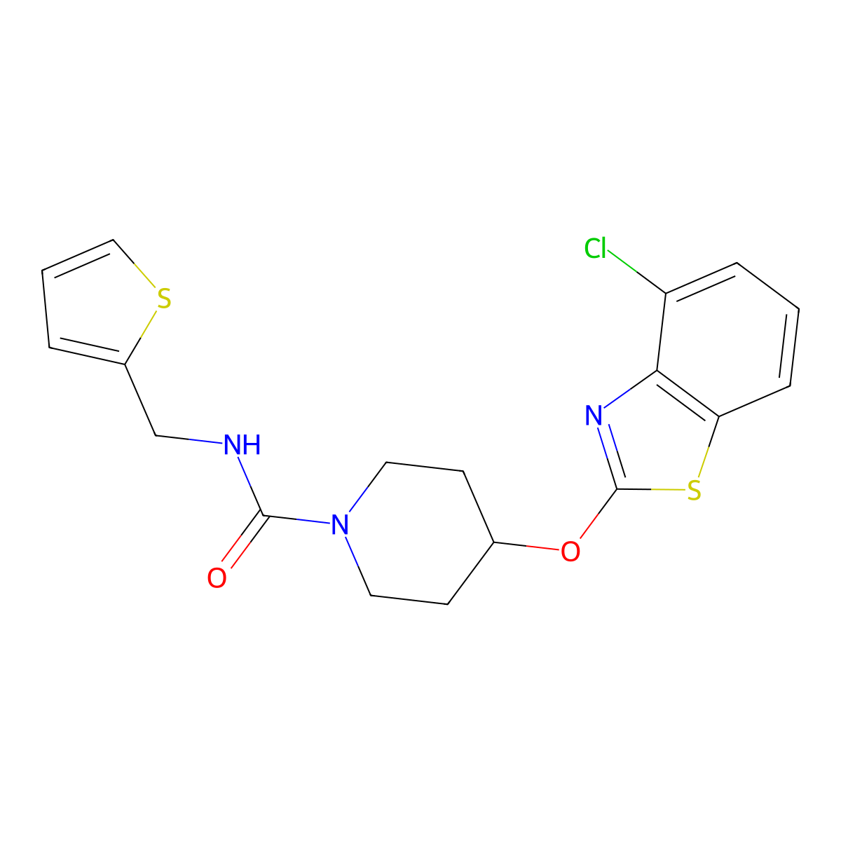 4-((4-chlorobenzo[d]thiazol-2-yl)oxy)-N-(thiophen-2-ylmethyl)piperidine-1-carboxamide molecular structure, CAS 1286727-63-6