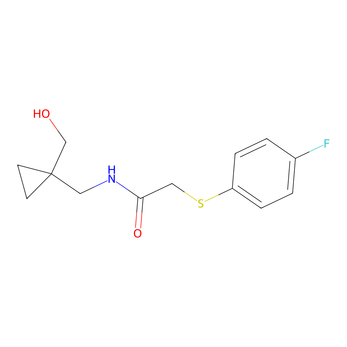 2-((4-fluorophenyl)thio)-N-((1-(hydroxymethyl)cyclopropyl)methyl)acetamide molecular structure, CAS 1286727-71-6