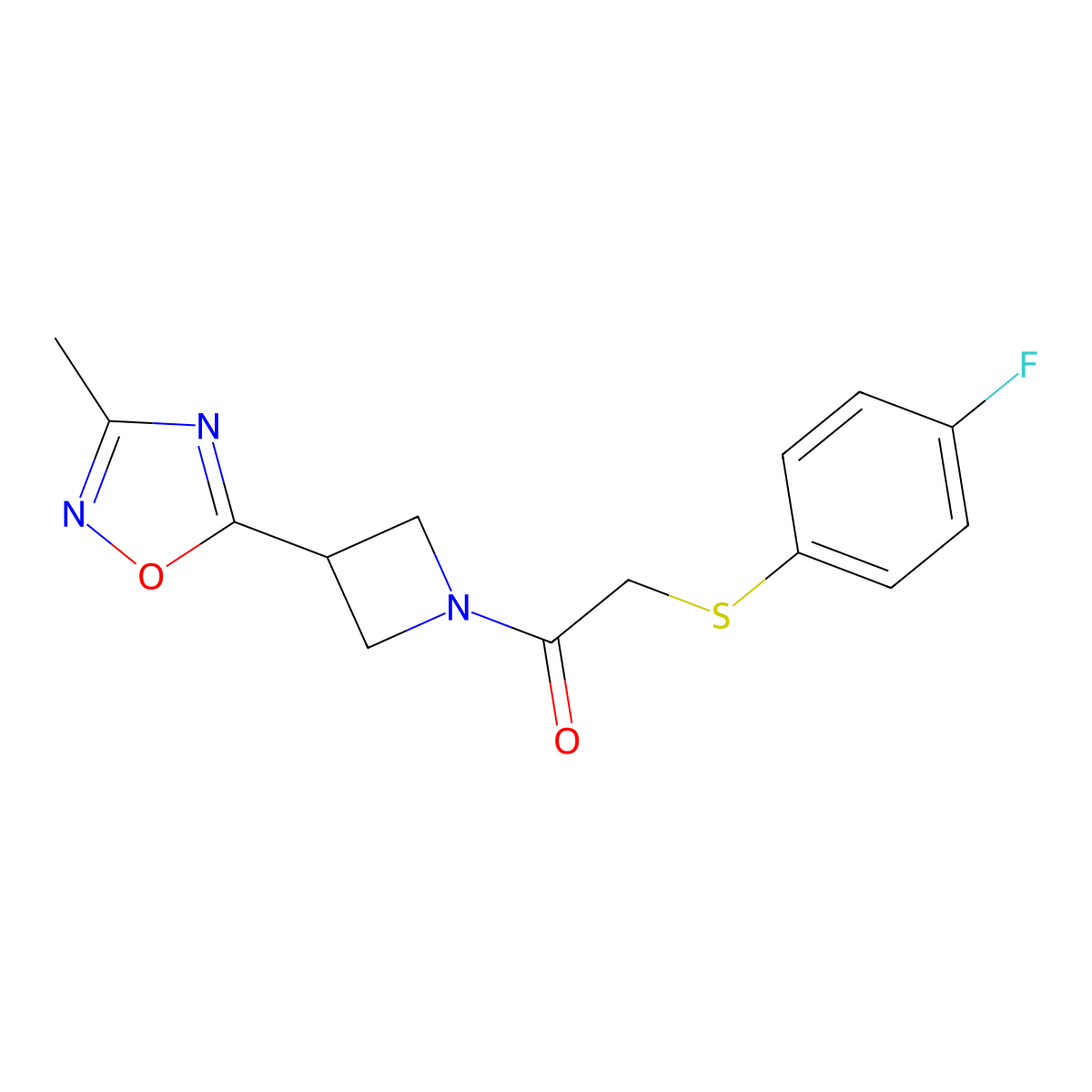 2-((4-Fluorophenyl)thio)-1-(3-(3-methyl-1,2,4-oxadiazol-5-yl)azetidin-1-yl)ethanone molecular structure, CAS 1286727-83-0