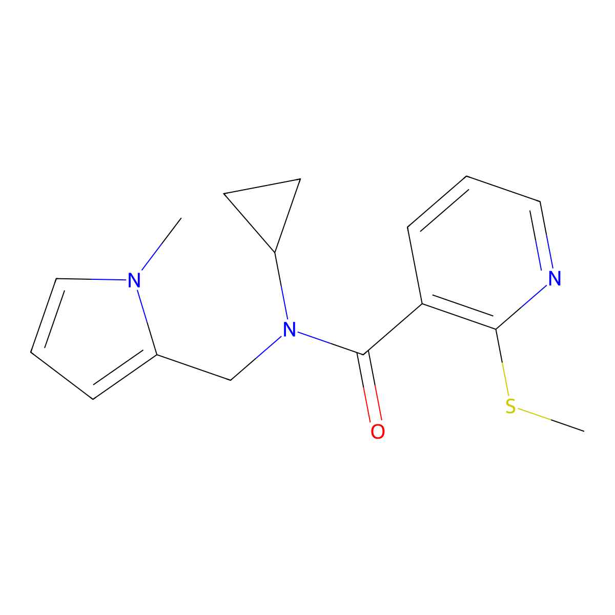 N-cyclopropyl-N-((1-methyl-1H-pyrrol-2-yl)methyl)-2-(methylthio)nicotinamide molecular structure, CAS 1286727-84-1