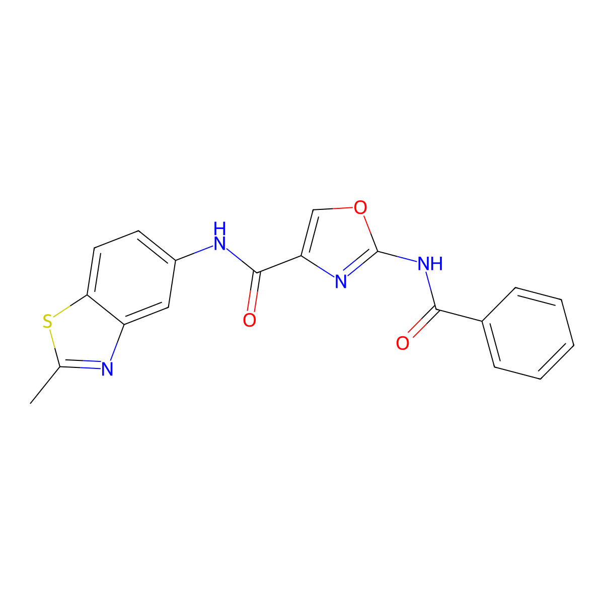2-benzamido-N-(2-methylbenzo[d]thiazol-5-yl)oxazole-4-carboxamide molecular structure, CAS 1286727-85-2