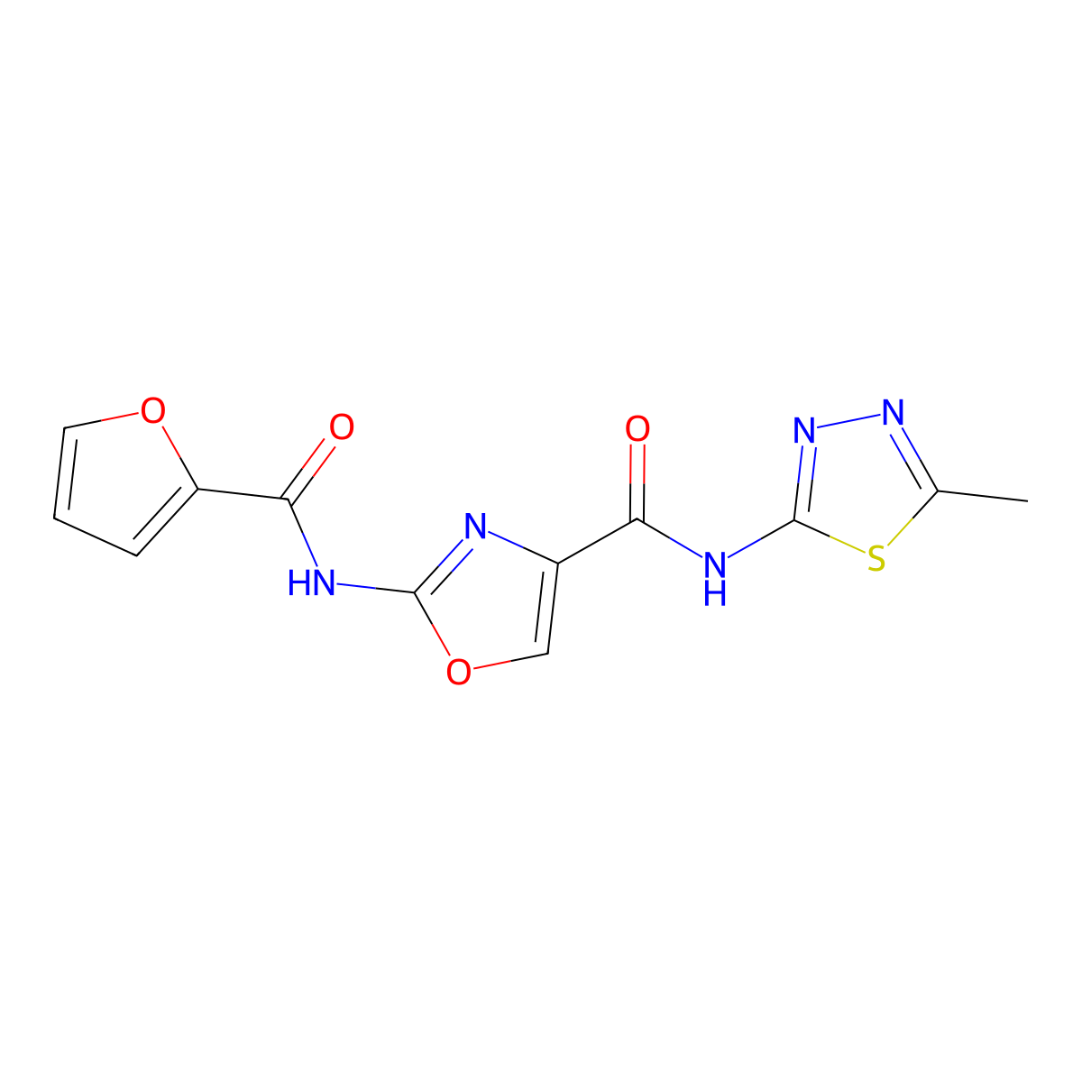 2-(furan-2-amido)-N-(5-methyl-1,3,4-thiadiazol-2-yl)-1,3-oxazole-4-carboxamide molecular structure, CAS 1286727-88-5