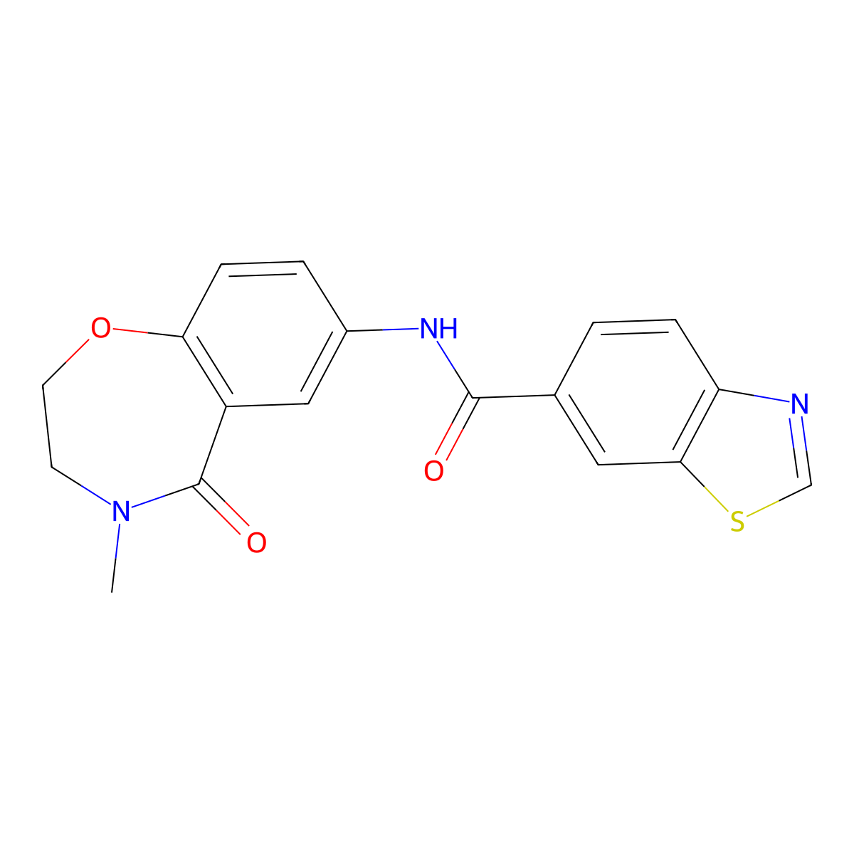 N-(4-methyl-5-oxo-2,3,4,5-tetrahydro-1,4-benzoxazepin-7-yl)-1,3-benzothiazole-6-carboxamide molecular structure, CAS 1286727-90-9