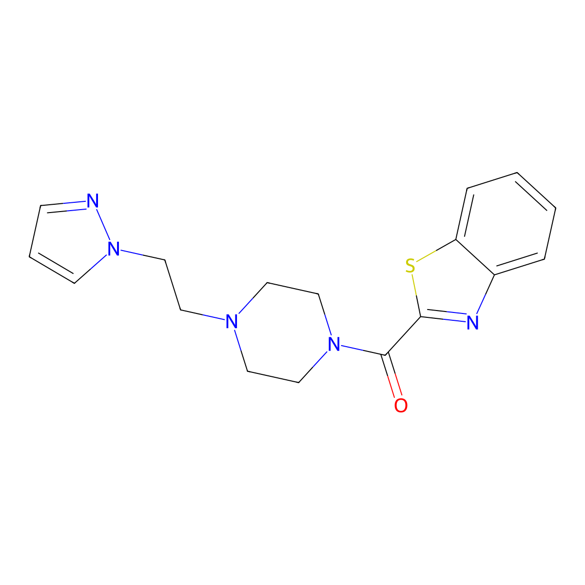 (4-(2-(1H-pyrazol-1-yl)ethyl)piperazin-1-yl)(benzo[d]thiazol-2-yl)methanone molecular structure, CAS 1286727-94-3